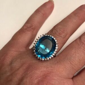 Blue Topaz Stamped 925 Sterling Silver Ring